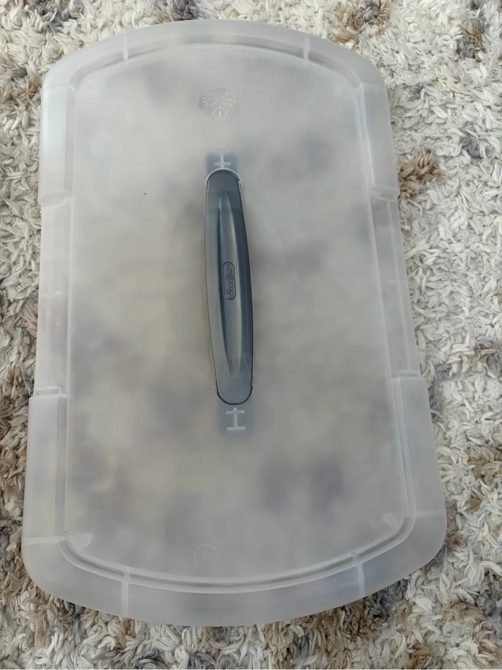 Sterilite Clear Plastic Storage File Container with Gray Lid Handle
